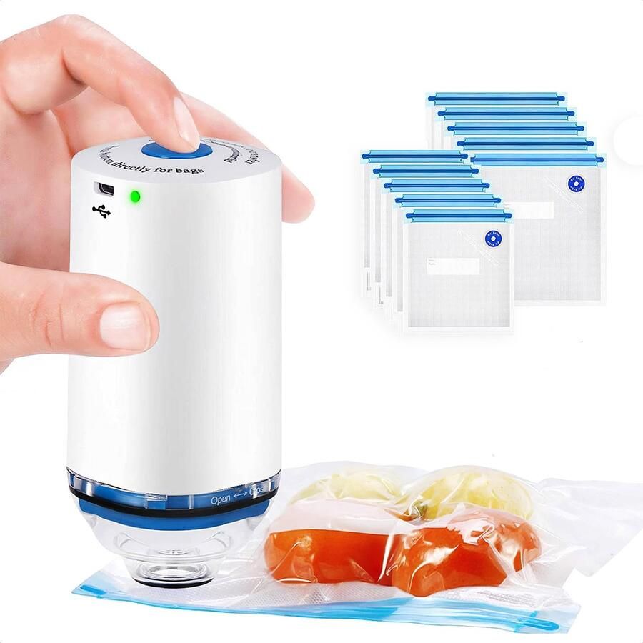 Kitchelier Vacumeermachine Met Vacuumzakken Vacuumpomp Vacuum Sealer Eten Vers en Luchtdicht Bewaren