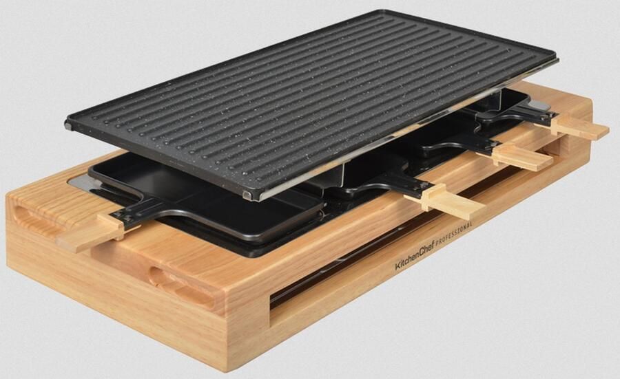 KITCHEN CHEF raclettemachine 8 personen 1500w + grill kcwood8maxi