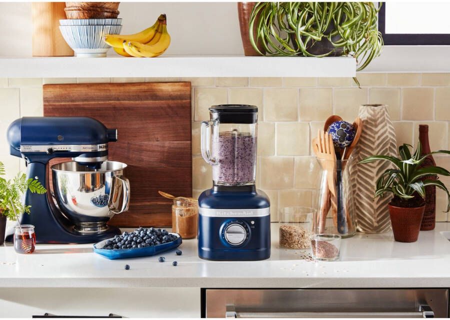 KitchenAid Blender Artisan Glazen kan van 1 4 L 1200W Smoothie maker Inkt blauw
