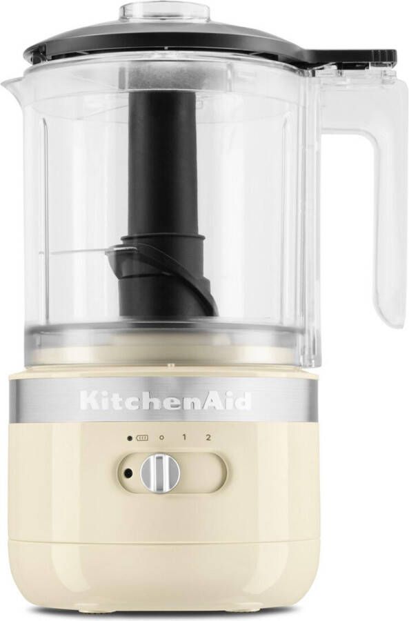 KitchenAid Draadloze Hakmolen met 2 snelheden en accessoires 1 19 L mengkom roestvrijstalen multifunctioneel mes en garde -Crème kleur