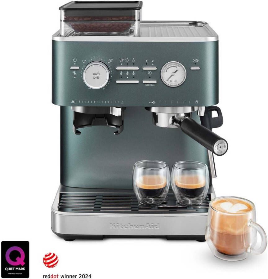 KitchenAid Halfautomatische Espressomachine met Koffiemolen Ingebouwde koffiemolen kantelbaar stoompijpje 15 bar pomp en drukmeter Juniper - Foto 2