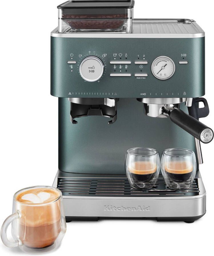 KitchenAid Halfautomatische Espressomachine met Koffiemolen Ingebouwde koffiemolen kantelbaar stoompijpje 15 bar pomp en drukmeter Juniper