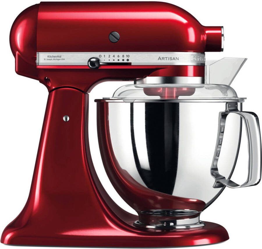 KitchenAid keukenmachine Artisan Keukenrobot met 5 accessoires en 2 mengkommen 300 W 3 L en 4 8 L Appelrood