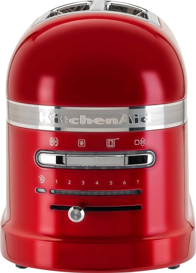 KitchenAid Broodrooster Artisan Toaster voor 2 sneden met tostiklem en verwijderbaar kruimelbakje 7 bruiningsniveaus en bagelfunctie Retro design Appelrood - Foto 2