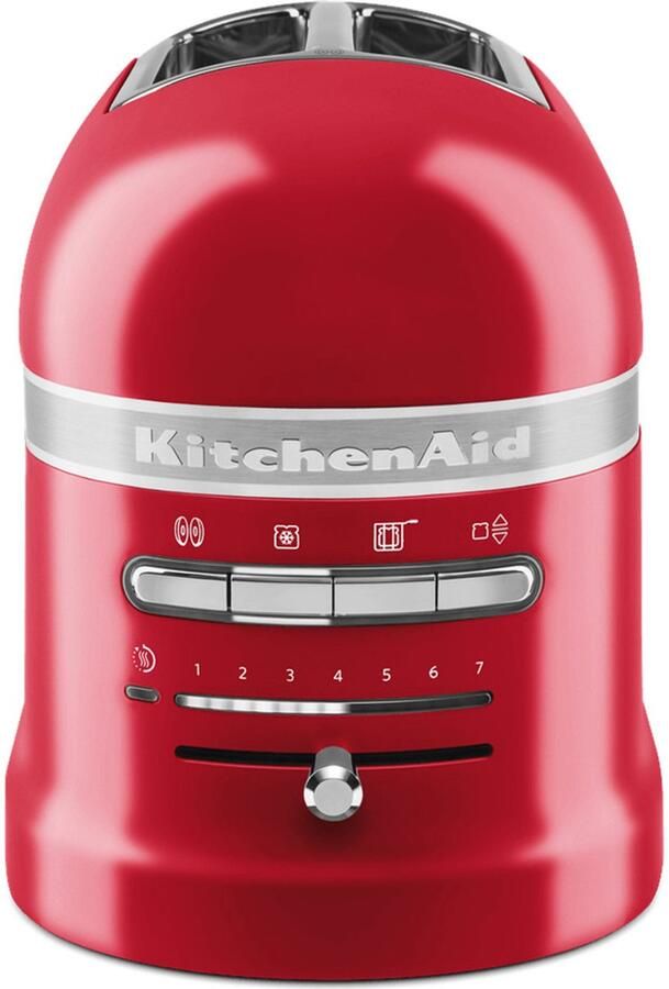 KitchenAid Broodrooster Artisan Toaster voor 2 sneden met tostiklem en verwijderbaar kruimelbakje 7 bruiningsniveaus en bagelfunctie Retro design Keizerrood - Foto 2