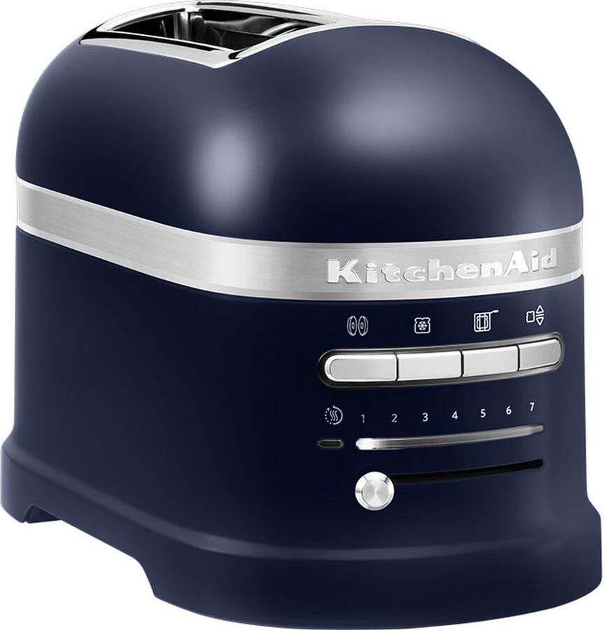 KitchenAid Broodrooster Artisan Toaster voor 2 sneden met tostiklem en verwijderbaar kruimelbakje 7 bruiningsniveaus en bagelfunctie Retro design Blauw