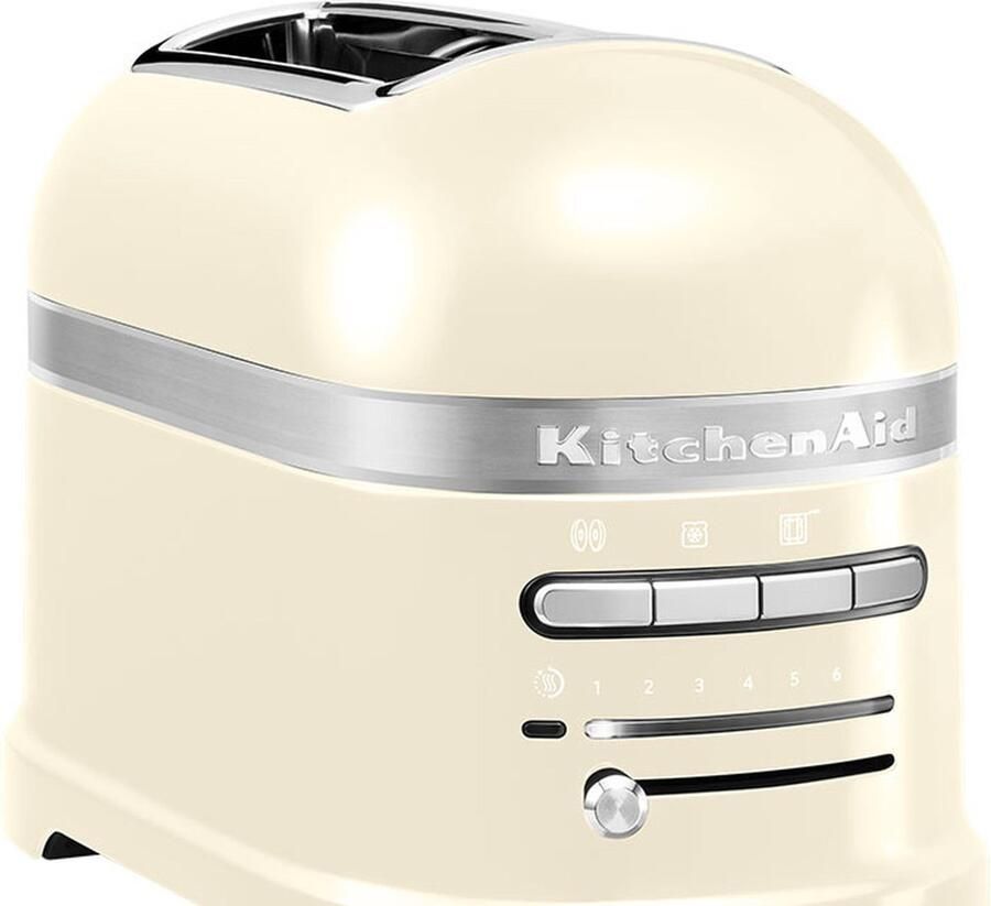 KitchenAid Broodrooster Artisan Toaster voor 2 sneden met tostiklem en verwijderbaar kruimelbakje 7 bruiningsniveaus en bagelfunctie Retro design Amandel