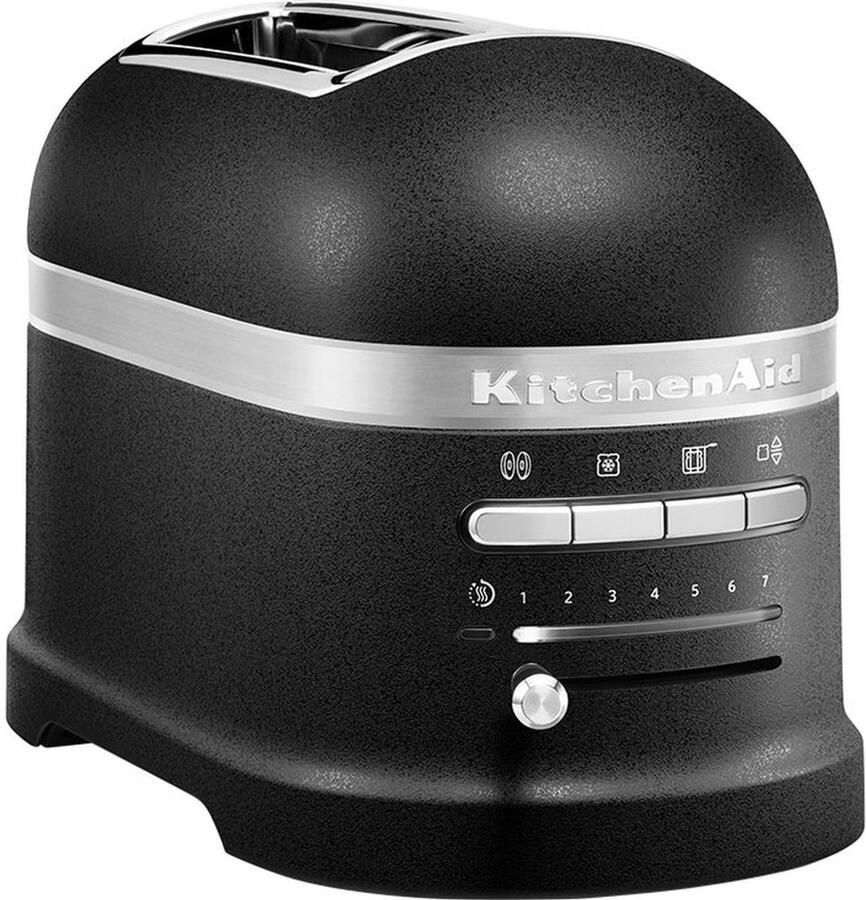 KitchenAid Broodrooster Artisan Toaster voor 2 sneden met tostiklem en verwijderbaar kruimelbakje 7 bruiningsniveaus en bagelfunctie Retro design Mat zwart
