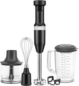 KitchenAid Professionele Staafmixer Set 20cm Matzwart Garde + Hakmolen + Mengbeker + Panbeschermer