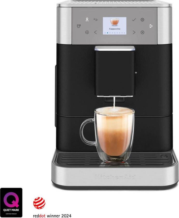 KitchenAid Volautomatische Espressomachine KF6 koffiemachine met 15 receptopties automatische melkopschuimer en snel opwarmtechnologie Vulkaanzwart