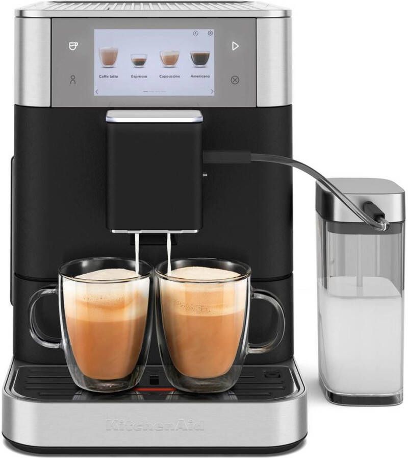 KitchenAid Volautomatische Espressomachine KF8 TTouchscreen 40+ receptopties modus voor plantaardige dranken 2 kopjes tegelijk vullen Vulkaanzwart