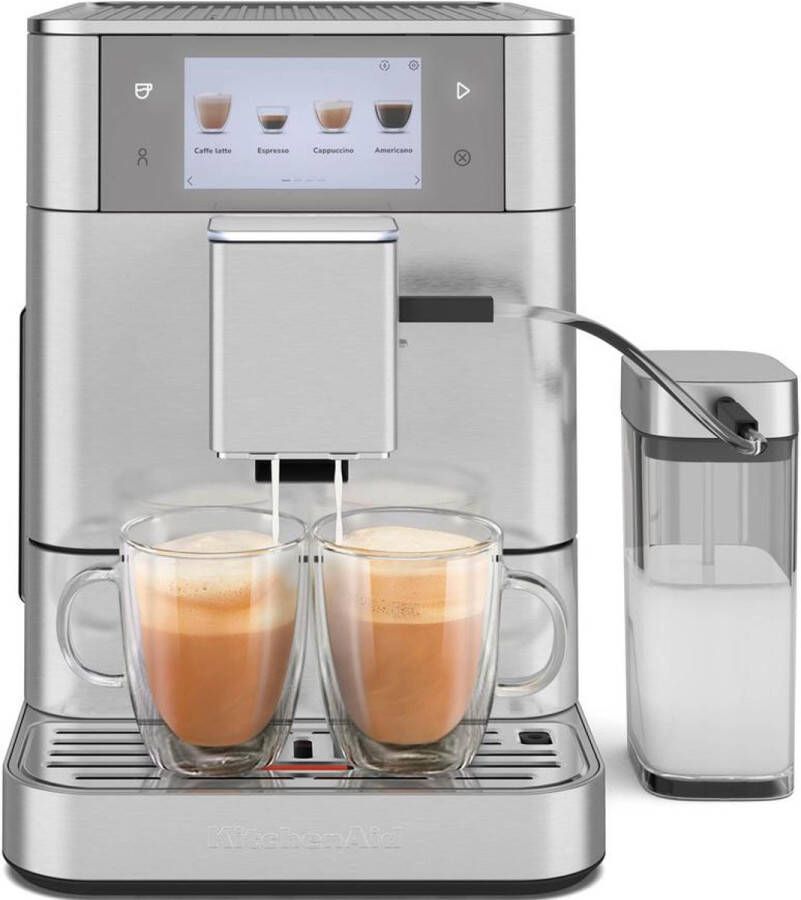 KitchenAid Volautomatische Espressomachine KF8 TTouchscreen 40+ receptopties modus voor plantaardige dranken 2 kopjes tegelijk vullen Roestvrij staal