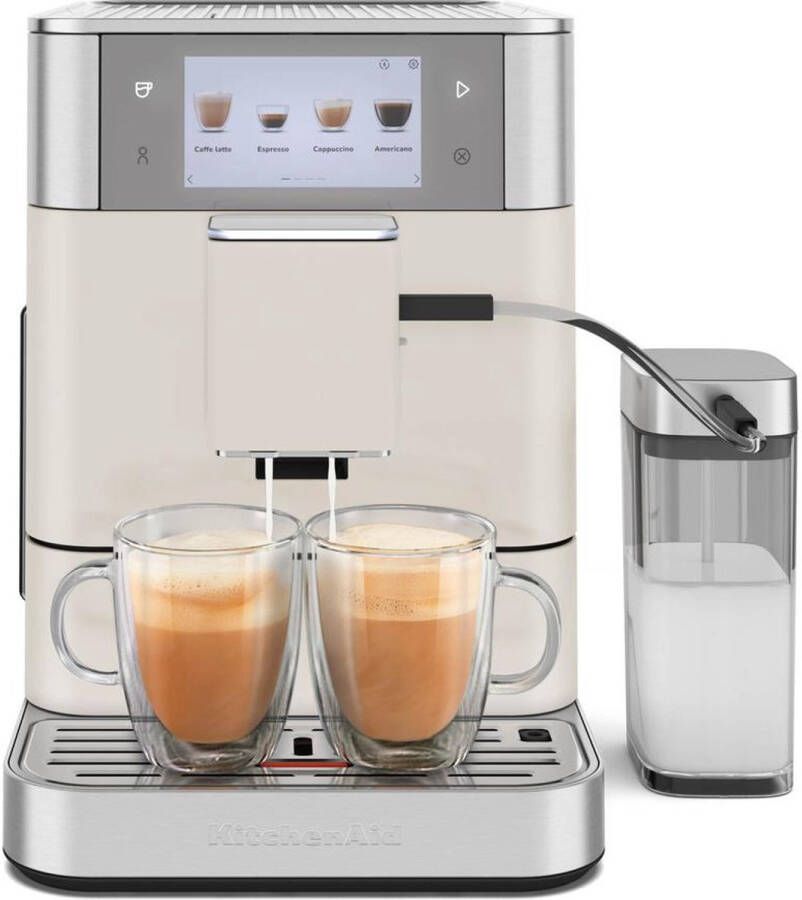 KitchenAid Volautomatische Espressomachine KF8 TTouchscreen 40+ receptopties modus voor plantaardige dranken 2 kopjes tegelijk vullen Porcelain White