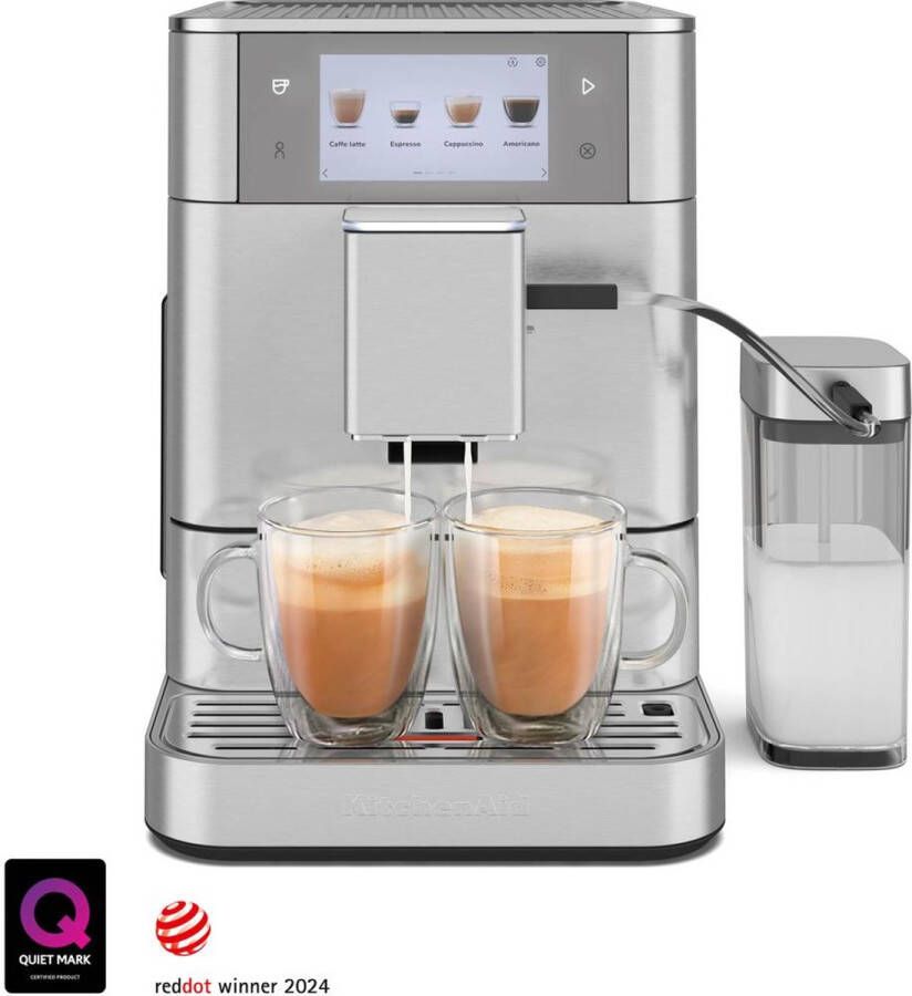 KitchenAid Volautomatische Espressomachine KF8 TTouchscreen 40+ receptopties modus voor plantaardige dranken 2 kopjes tegelijk vullen Roestvrij staal