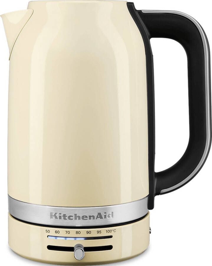 KitchenAid Waterkoker met temperatuurregeling tussen 50°C en 100°C 1 7 l Snel en stil Roestvrij staal Amandelwit