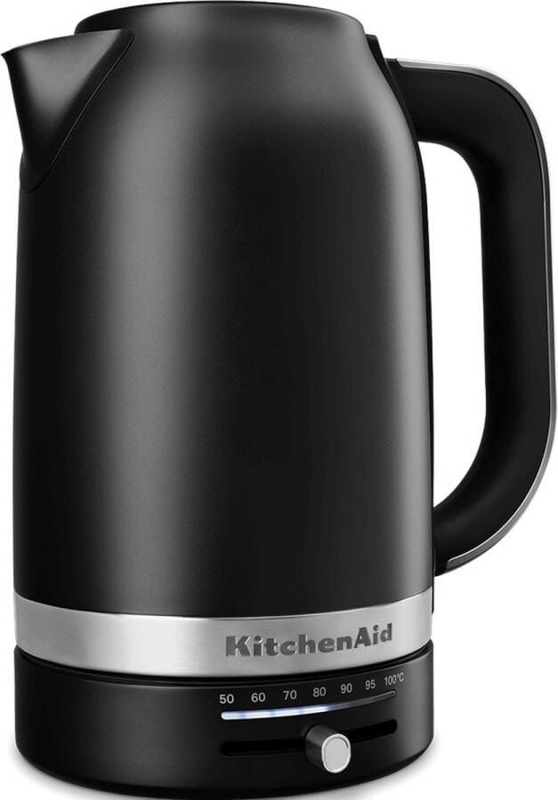 KitchenAid Waterkoker met temperatuurregeling tussen 50°C en 100°C 1 7 l Snel en stil Roestvrij staal Mat zwart