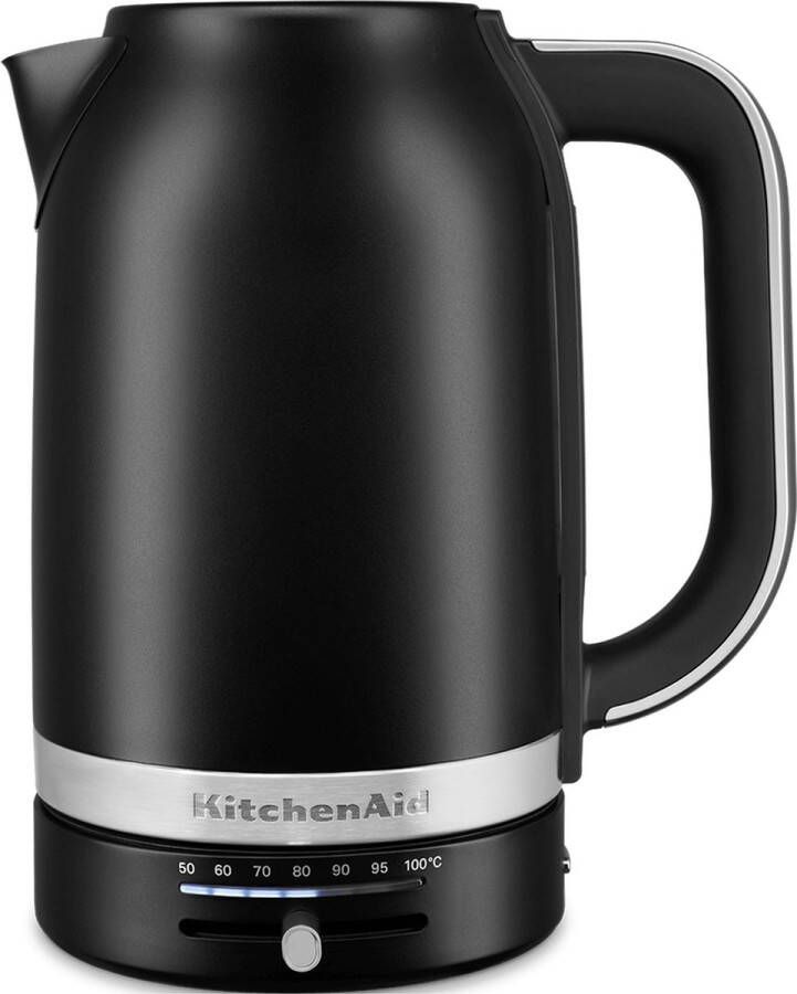 KitchenAid Waterkoker met temperatuurregeling tussen 50°C en 100°C 1 7 l Snel en stil Roestvrij staal Mat zwart