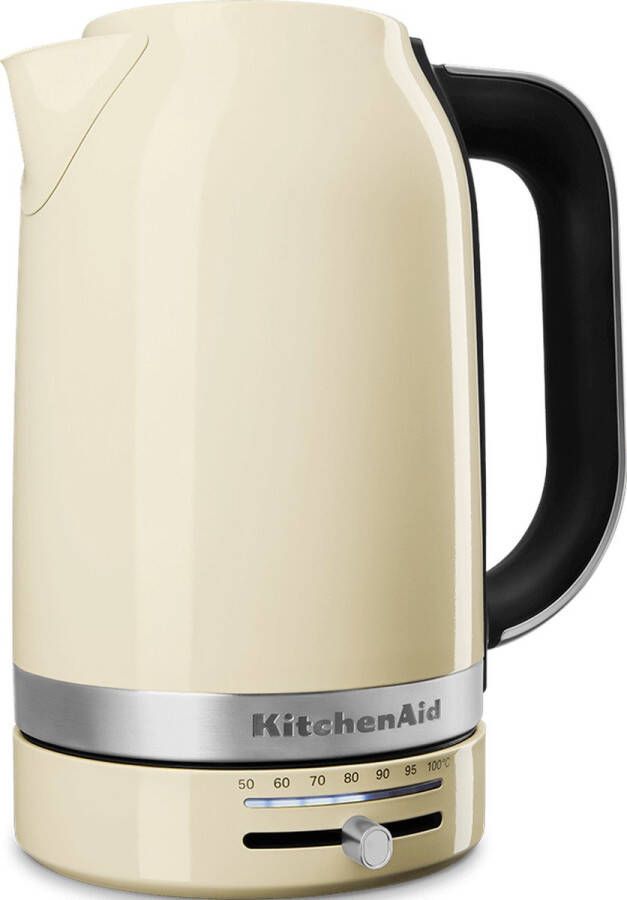 KitchenAid Waterkoker met temperatuurregeling tussen 50°C en 100°C 1 7 l Snel en stil Roestvrij staal Amandelwit