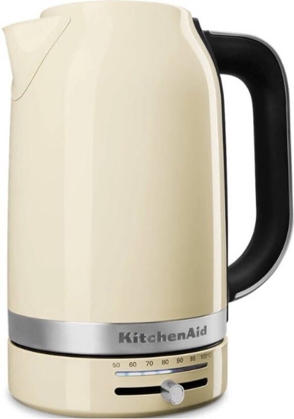 KitchenAid Waterkoker met temperatuurregeling tussen 50°C en 100°C 1 7 l Snel en stil Roestvrij staal Amandelwit