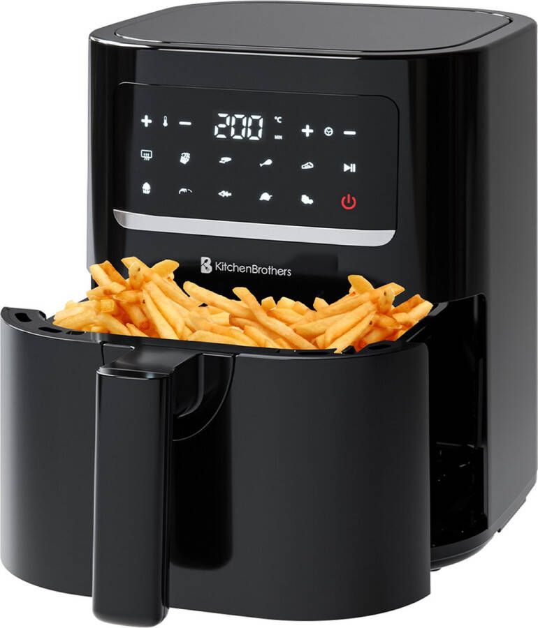 KitchenBrothers Airfryer 3 3L 1400W Heteluchtfriteuse 50ºC tot 200ºC Compact 10 Kookprogramma's Zwart - Foto 2