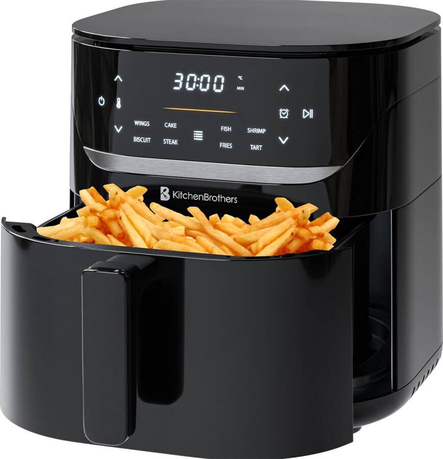 KitchenBrothers Airfryer XL 5L 1500W Heteluchtfriteuse 80ºC tot 200ºC 8 Kookprogramma's Zwart - Foto 2