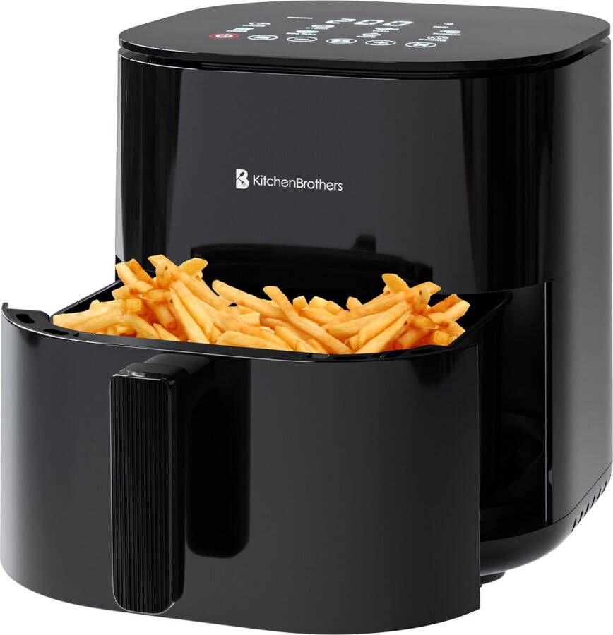 KitchenBrothers Airfryer XL 2000W 5L Heteluchtfriteuse Dual Heating 80ºC tot 200ºC 8 Kookprogramma's Zwart - Foto 2