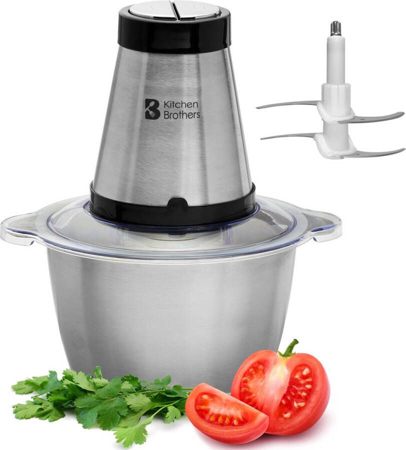 KitchenBrothers Hakmolen 300W 1 8 L RVS Kom Food Chopper Hakmolen Elektrisch 2 Snelheden RVS