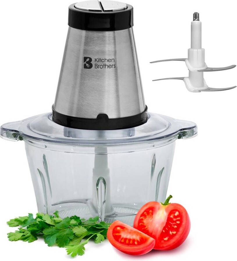 KitchenBrothers Hakmolen 300W 1 8L Glazen Kom Food Chopper Hakmolen Elektrisch 2 Snelheden RVS