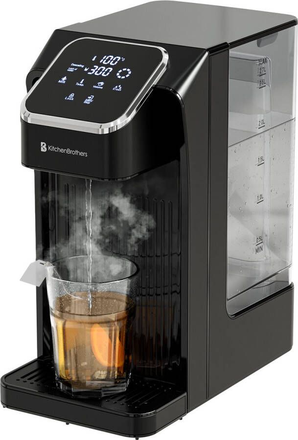 KitchenBrothers Heetwaterdispenser Heetwatertap 40-100°C 100 150 200 250 300 350 400 ml Instant Waterkoker 2.7L Zwart