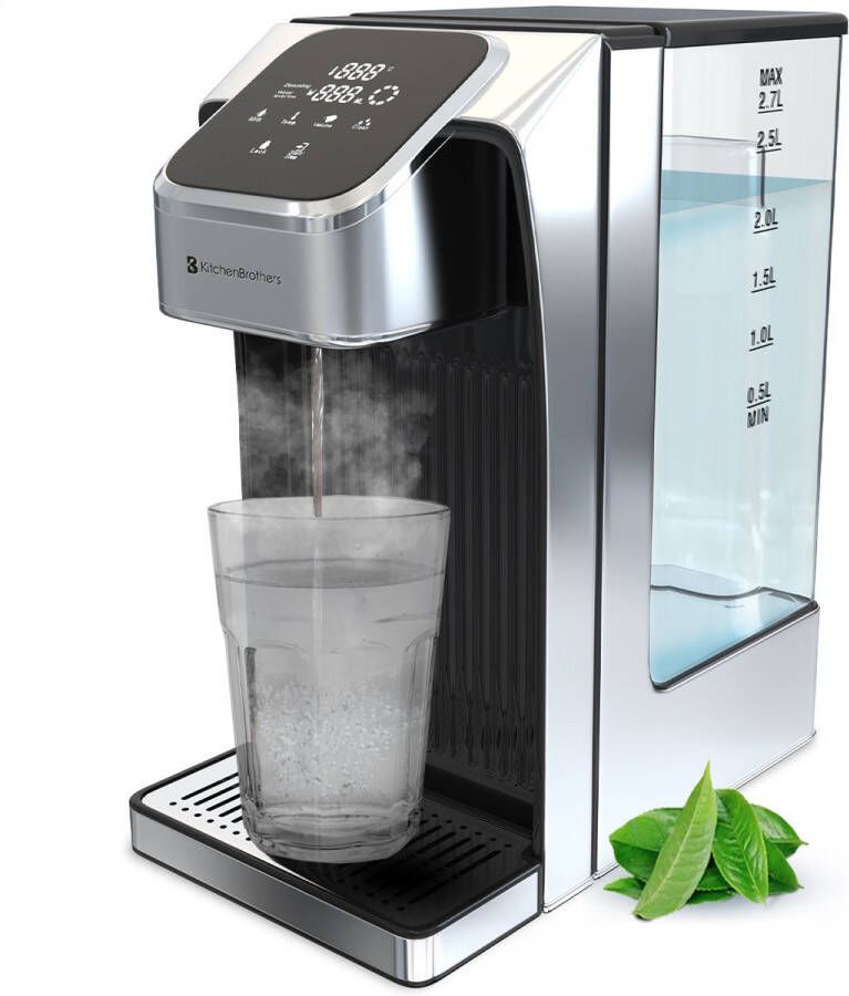 KitchenBrothers Heetwaterdispenser 2.7L Instant Waterkoker 8 standen van 100 t m 400 ml Melkfunctie 40-100°C Heetwatertap – RVS - Foto 2