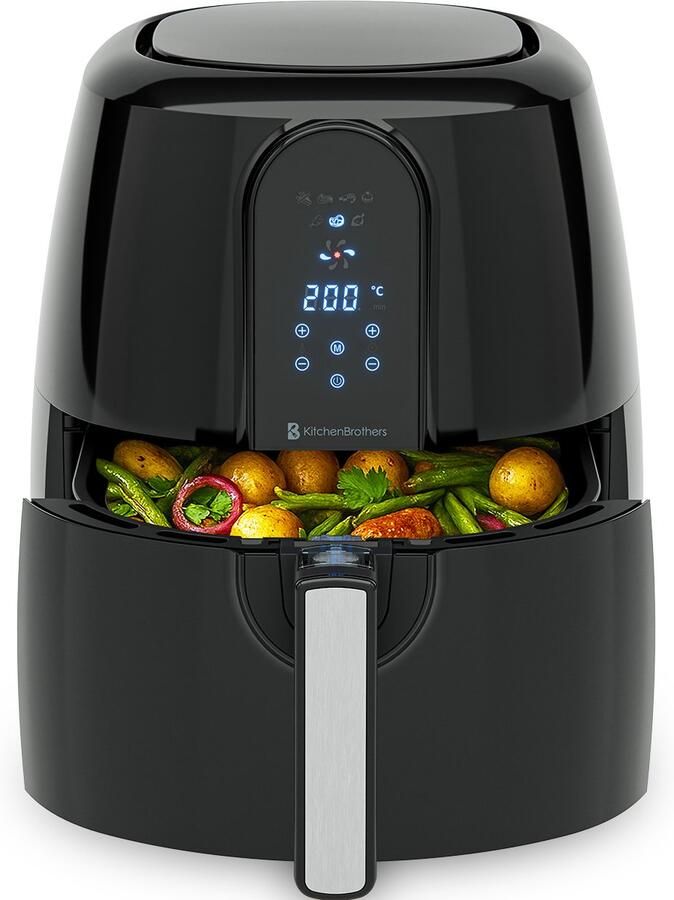 KitchenBrothers Airfryer XL PFAS-Vrij 1890W Heteluchtfriteuse XXL 7 2L Inhoud 80ºC tot 200ºC Zwart