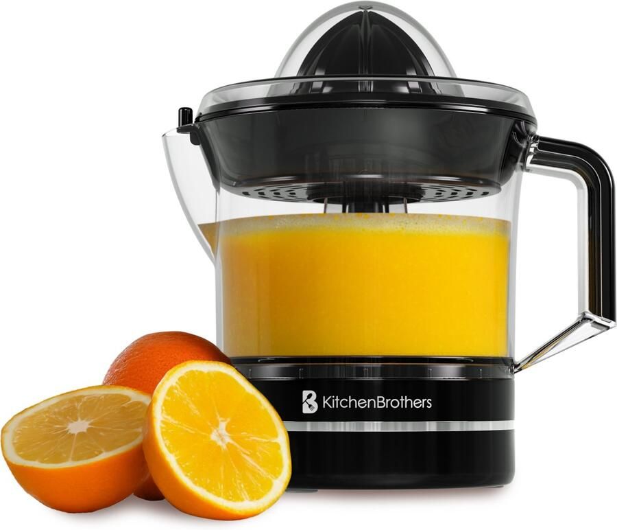 KitchenBrothers Citruspers Handmatig Sinaasappelpers en Citroenpers Compact 0.7L Zwart