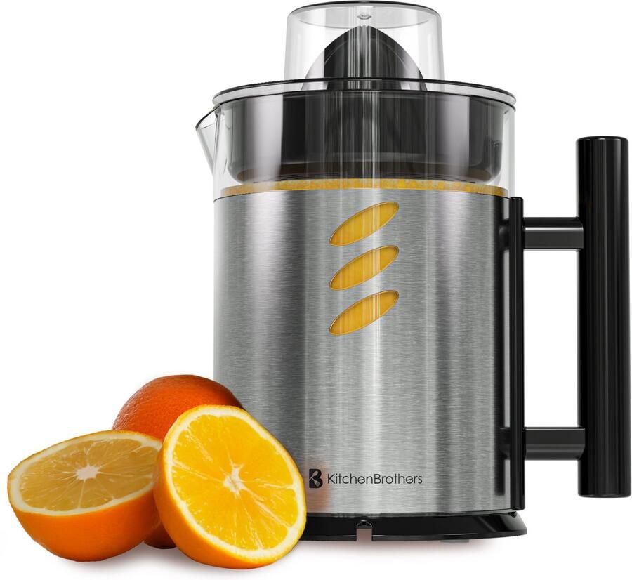 KitchenBrothers Citruspers Handmatig Sinaasappelpers en Citroenpers Met Uitloop en Handvat 1L RVS