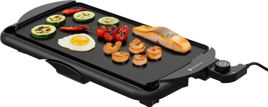 KitchenBrothers Elektrische Grillplaat XL 2000W Teppanyaki Bakplaat Veilig Grillen Zwart