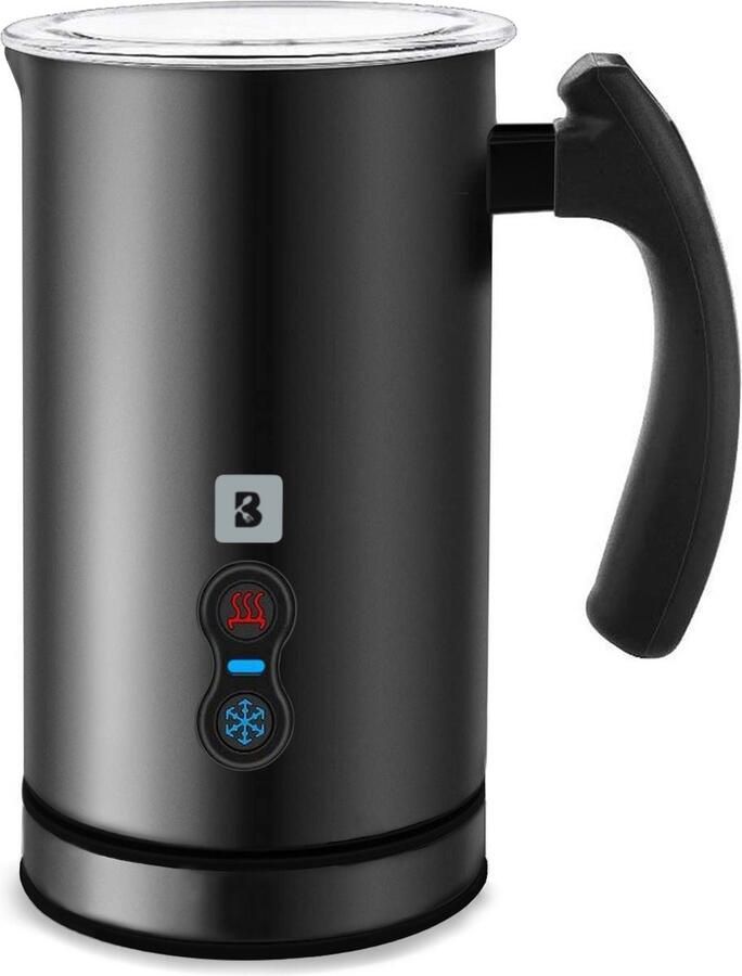 KitchenBrothers Elektrische Melkopschuimer 240 ml Melkklopper Voor Cappuccino en Latte Handige Melkschuimer Zwart