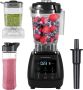 KitchenBrothers 2-in-1 Power Blender 1600W 2L Complete Set met Hakmolen en To-go Beker Smoothie Maker IJscrusher Zwart - Thumbnail 2