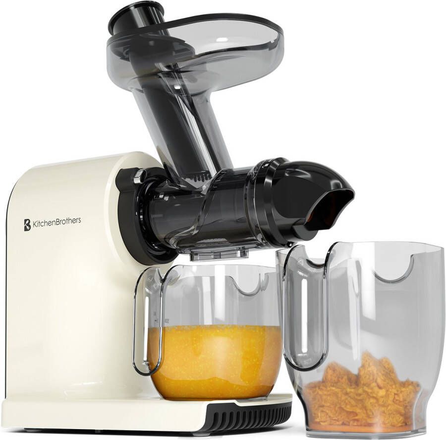KitchenBrothers Slowjuicer Compact Juicer Groenten en Fruitpers 45 mm 500 ml Moederdag Cadeautje Champagne