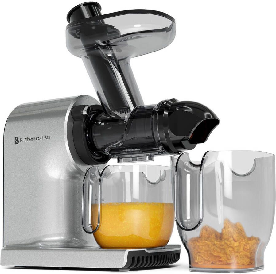 KitchenBrothers Slowjuicer Compact Juicer Groenten en Fruitpers 45 mm 500 ml Grijs