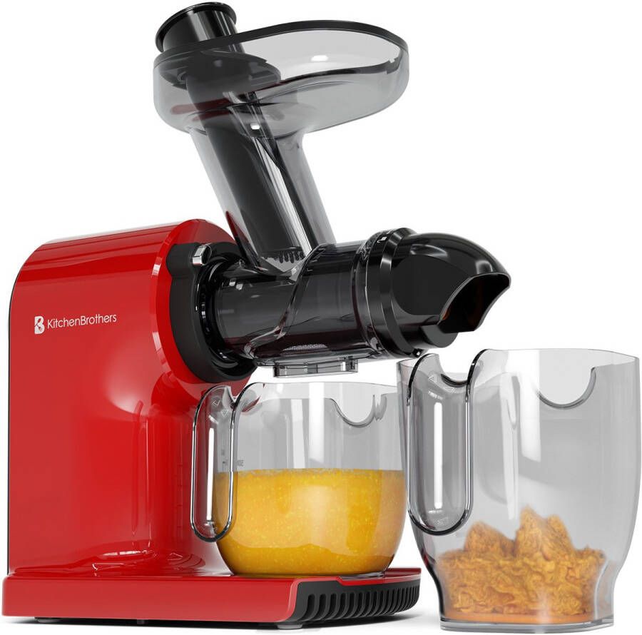 KitchenBrothers Slowjuicer Compact Juicer Groenten en Fruitpers 45 mm 500 ml Moederdag Cadeautje Rood