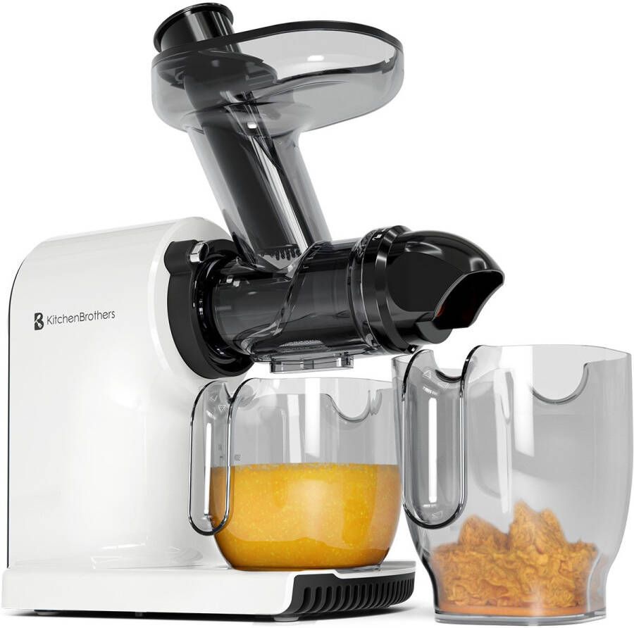 KitchenBrothers Slowjuicer Compact Juicer Groenten en Fruitpers 45 mm 500 ml Wit