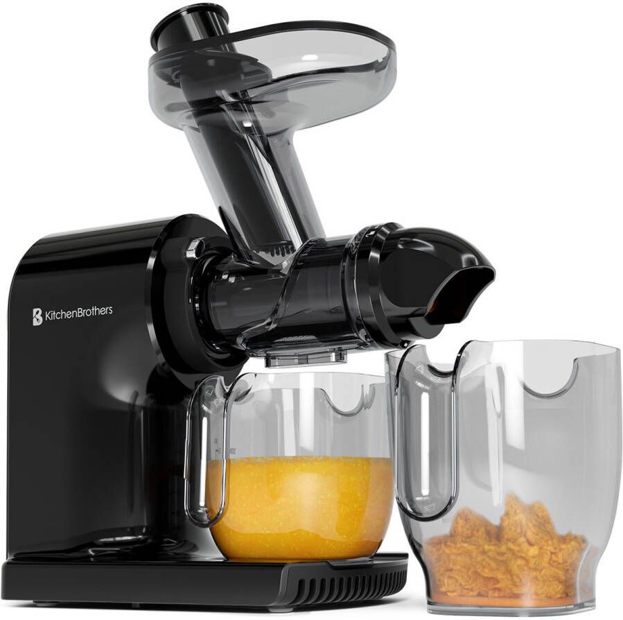 KitchenBrothers Slowjuicer Compact Juicer Groenten en Fruitpers 45 mm 500 ml Zwart