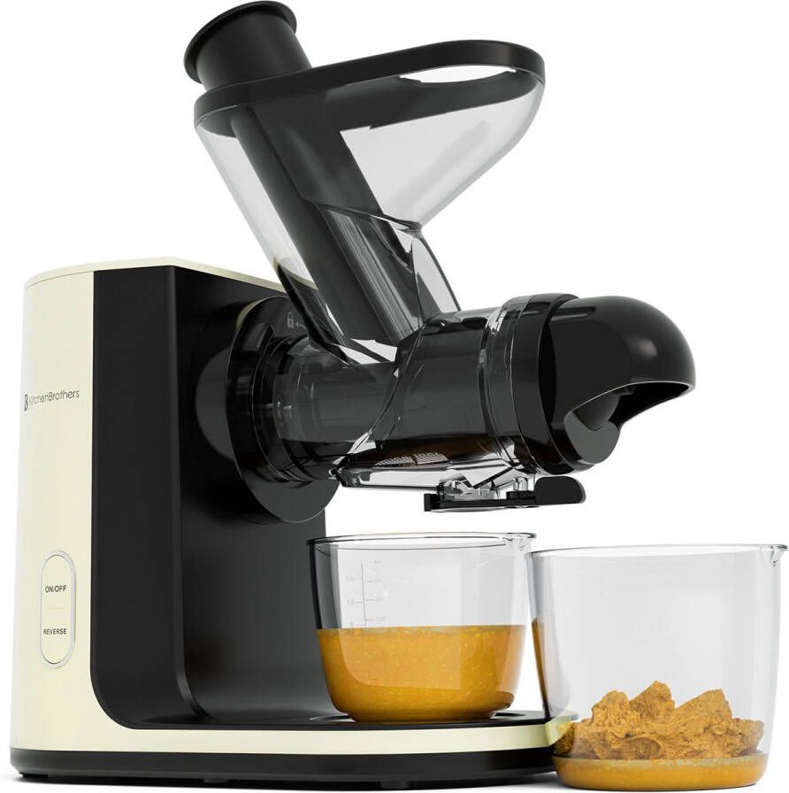 KitchenBrothers Slowjuicer Juicer Groenten en Fruitpers 43 mm en 60 mm invoer 400 ml Champagne