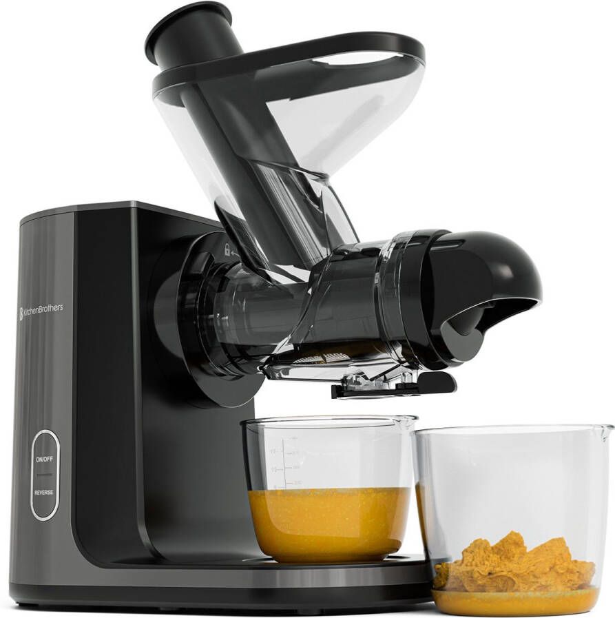 KitchenBrothers Slowjuicer Juicer Groenten en Fruitpers 43 mm en 60 mm invoer 400 ml Grijs