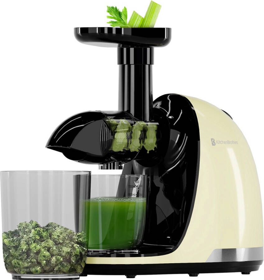 KitchenBrothers Slowjuicer Juicer Groenten en Fruitpers 700ml Met Pulpreservoir Juice Maker Moederdag Cadeautje Champagne