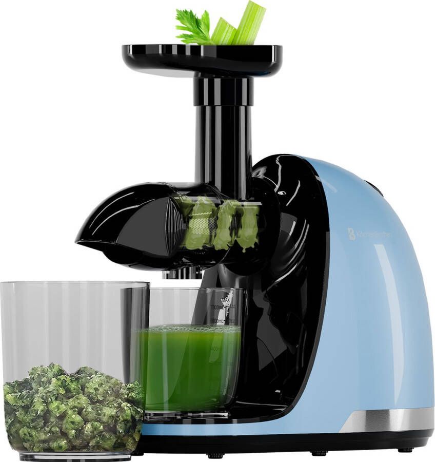 KitchenBrothers Slowjuicer Juicer Groenten en Fruitpers 700ml Met Pulpreservoir Juice Maker Pastel Blauw