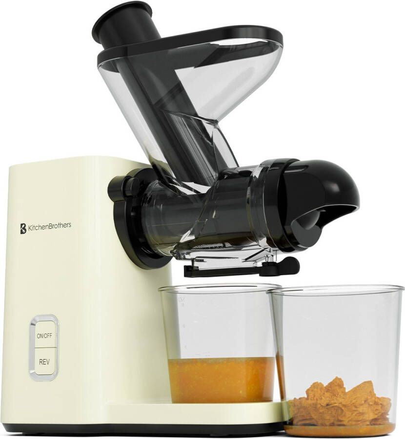 KitchenBrothers Slowjuicer Mini Juicer Groenten en Fruitpers 40 mm en 50 mm invoer 400 ml Campagne