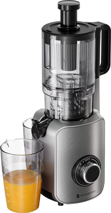 KitchenBrothers Slowjuicer Verticaal Juicer Groenten en Fruitpers 126 mm 750 ml Grijs