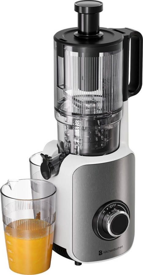 KitchenBrothers Slowjuicer Verticaal Juicer Groenten en Fruitpers 126 mm 750 ml Pearl White Wit