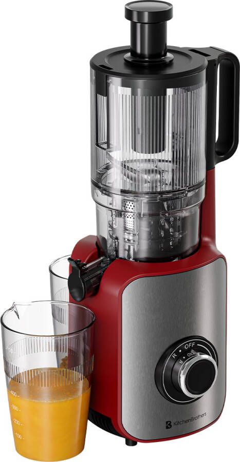 KitchenBrothers Slowjuicer Verticaal Juicer Groenten en Fruitpers 126 mm 750 ml Rood