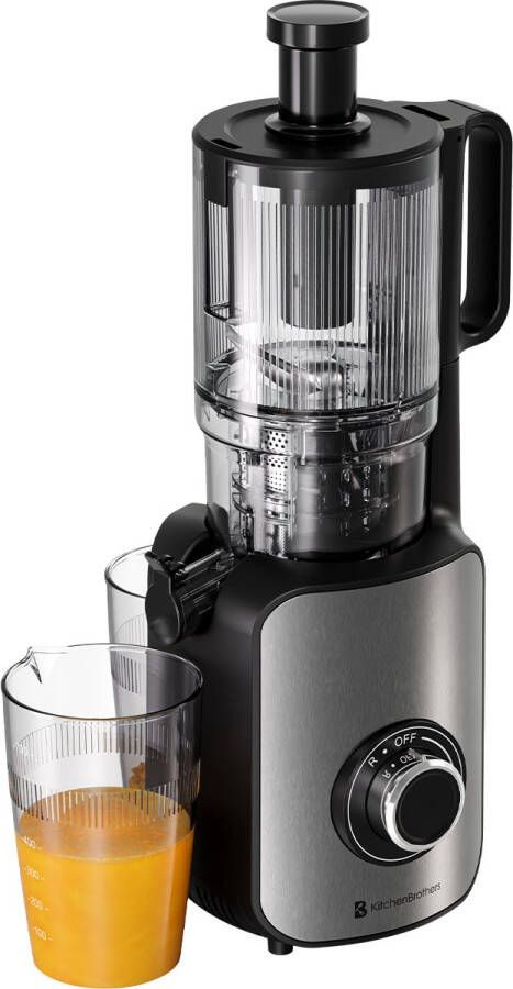 KitchenBrothers Slowjuicer Verticaal Juicer Groenten en Fruitpers 126 mm 750 ml Zwart